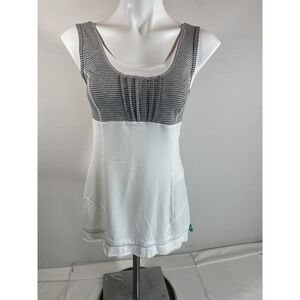 Lululemon Tank Top Womens 6 Striped White/Gray Colorblock Athliesure Yoga Run